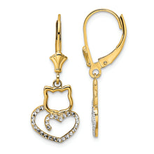 Load image into Gallery viewer, 14k &amp; White Rhodium D/C Cat Heart Leverback Earrings
