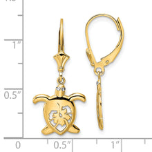 Load image into Gallery viewer, 14k &amp; White Rhodium D/C Floral Turtle Leverback Earrings
