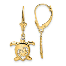 Load image into Gallery viewer, 14k &amp; White Rhodium D/C Floral Turtle Leverback Earrings
