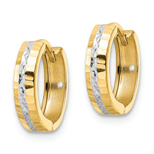 Load image into Gallery viewer, 14k w/Rhodium Diamond-cut 3x12mm Hinged Hoop Earrings
