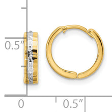 Load image into Gallery viewer, 14k w/Rhodium Diamond-cut 3x12mm Hinged Hoop Earrings
