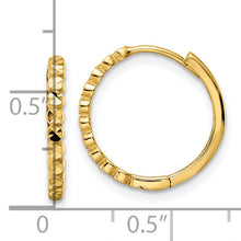 Load image into Gallery viewer, 14k Diamond-cut 2x16mm Hinged Hoop Earrings
