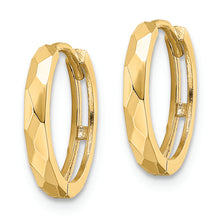 Load image into Gallery viewer, 14k Polished Faceted 2x14mm Hinged Hoop Earrings
