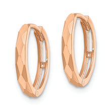 Load image into Gallery viewer, 14k Rose Gold Polished Faceted 2x14mm Hinged Hoop Earrings
