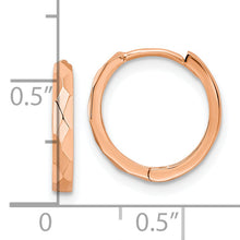 Load image into Gallery viewer, 14k Rose Gold Polished Faceted 2x14mm Hinged Hoop Earrings
