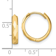 Load image into Gallery viewer, 14k Polished Faceted 3x15mm Hinged Hoop Earrings
