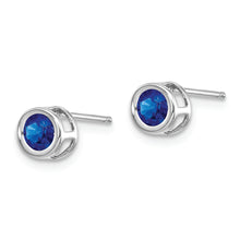 Load image into Gallery viewer, 14k White Gold 4mm September Sapphire Earrings

