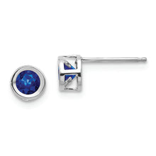 Load image into Gallery viewer, 14k White Gold 4mm September Sapphire Earrings
