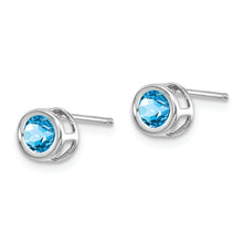 Load image into Gallery viewer, 14k White Gold 4mm Blue topaz December Earrings
