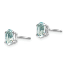 Load image into Gallery viewer, 14k White Gold 6x4 Oval March/Aquamarine Post Earrings
