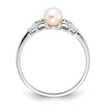 Load image into Gallery viewer, 14k White Gold FW Cultured Pearl and Diamond Ring
