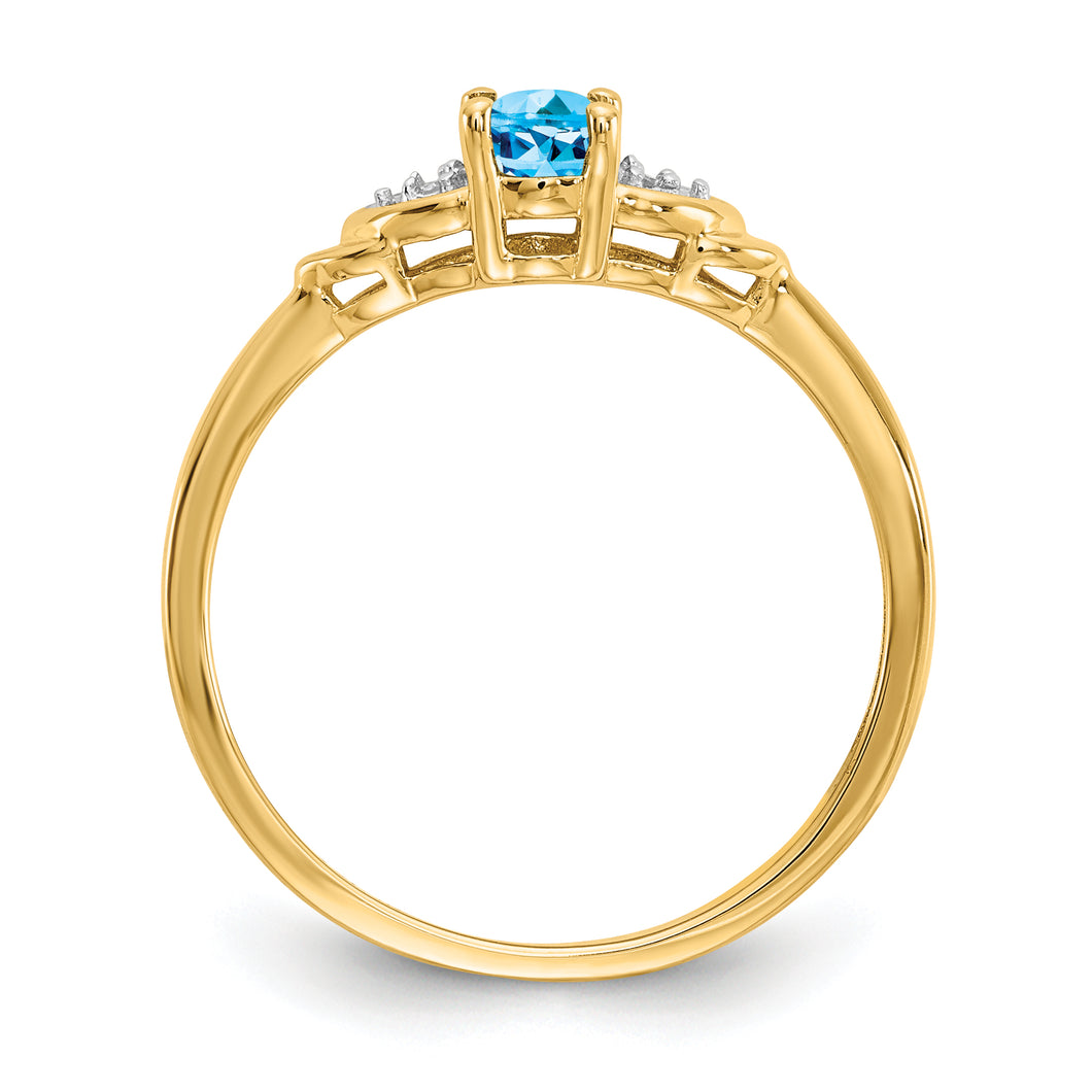 14k Blue Topaz and Diamond Ring