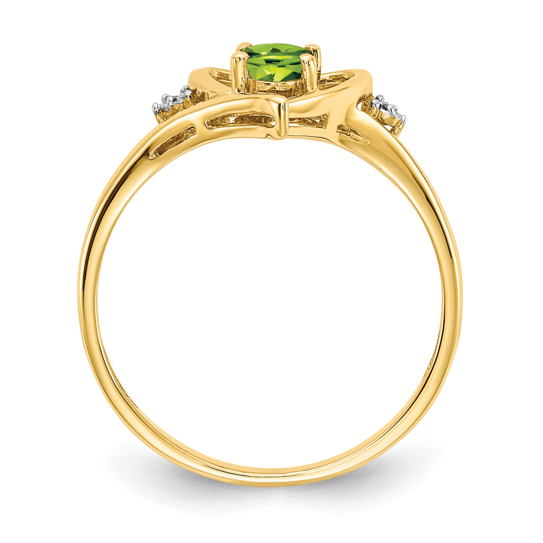 14k Peridot and Diamond Heart Ring