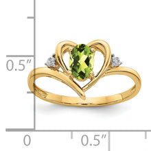 Load image into Gallery viewer, 14k Peridot and Diamond Heart Ring
