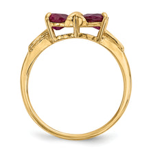 Load image into Gallery viewer, 14k Gold Polished Created Ruby Bow Ring
