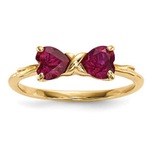 Load image into Gallery viewer, 14k Gold Polished Created Ruby Bow Ring
