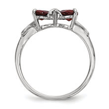 Load image into Gallery viewer, 14k White Gold Polished Garnet Bow Ring
