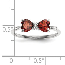 Load image into Gallery viewer, 14k White Gold Polished Garnet Bow Ring
