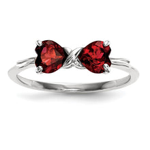 Load image into Gallery viewer, 14k White Gold Polished Garnet Bow Ring
