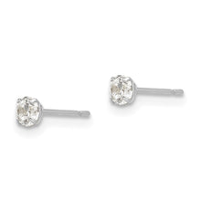 Load image into Gallery viewer, 14k White Gold 3mm Round CZ Post Earrings
