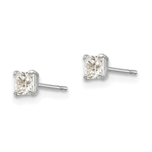 Load image into Gallery viewer, 14k White Gold 3mm Square CZ Post Earrings
