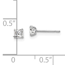 Load image into Gallery viewer, 14k White Gold 3mm Square CZ Post Earrings
