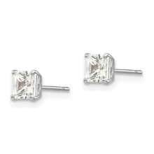 Load image into Gallery viewer, 14k White Gold 4mm Square CZ Post Earrings
