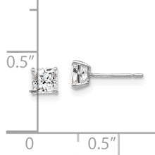 Load image into Gallery viewer, 14k White Gold 4mm Square CZ Post Earrings
