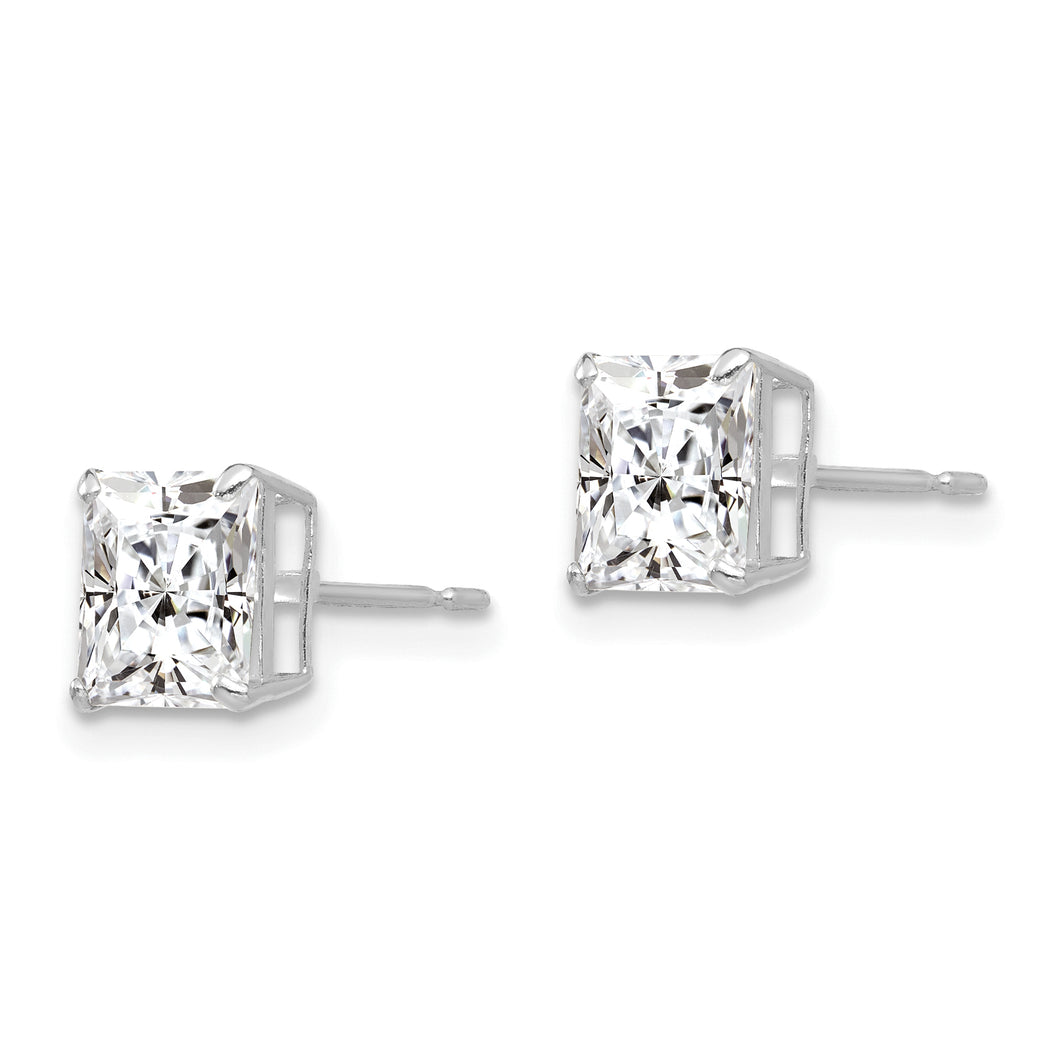 14k White Gold 6mm Square CZ Post Earrings