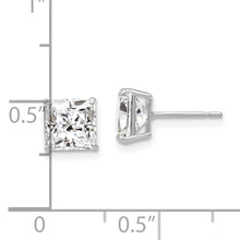 Load image into Gallery viewer, 14k White Gold 6mm Square CZ Post Earrings
