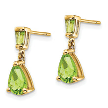 Load image into Gallery viewer, 14k Gold Peridot Dangle Post Earrings
