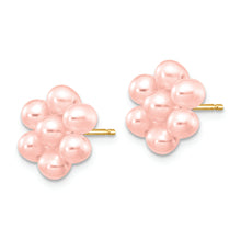 Load image into Gallery viewer, 14k 3-4mm Pink Egg Freshwater Cultured Pearl Flower Earrings
