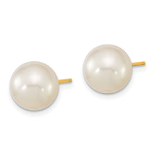 Load image into Gallery viewer, 14k 9-10mm White Round Saltwater Cultured South Sea Pearl Post Earrings
