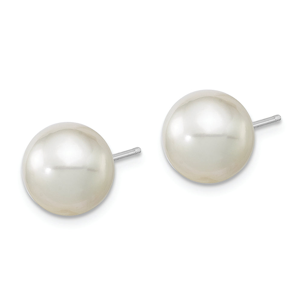 14K White Gold 10-11mm Round White Saltwater South Sea Pearl Earrings