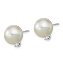 Load image into Gallery viewer, 14KW 9-10mm Round White Saltwater South Sea Pearl and Diamond Earrings
