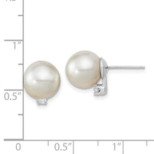 Load image into Gallery viewer, 14KW 9-10mm Round White Saltwater South Sea Pearl and Diamond Earrings
