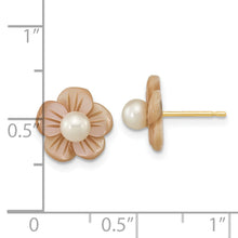 Load image into Gallery viewer, 14K 3-4mm Round White FWC Pearl Pink MOP Flower Earrings
