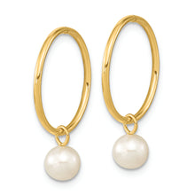 Load image into Gallery viewer, 14K 5-6mm Round White FWC Pearl Hoop Earrings
