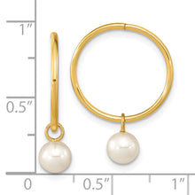 Load image into Gallery viewer, 14K 5-6mm Round White FWC Pearl Hoop Earrings
