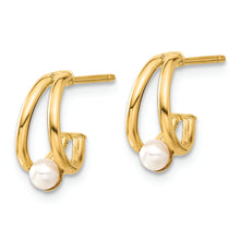 Load image into Gallery viewer, 14k Polished Freshwater Cultured Pearl J-Hoop Earrings
