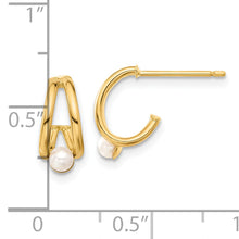 Load image into Gallery viewer, 14k Polished Freshwater Cultured Pearl J-Hoop Earrings
