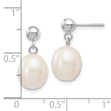 Load image into Gallery viewer, 14kw 8-9mm White Rice Freshwater Cultured Pearl Post Dangle Earrings
