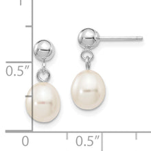 Load image into Gallery viewer, 14kw 6-7mm White Rice Freshwater Cultured Pearl Post Dangle Earrings

