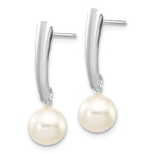 Load image into Gallery viewer, 14K White Gold 6-7mm Round White FWC Pearl Post Dangle Earrings
