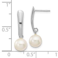 Load image into Gallery viewer, 14K White Gold 6-7mm Round White FWC Pearl Post Dangle Earrings
