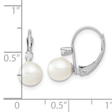 Load image into Gallery viewer, 14K White Gold 6-7mm Round White FWC Pearl .06ct. Dia. Leverback Earrings

