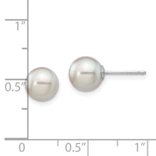 Load image into Gallery viewer, 14K White Gold 7-8mm Round Grey Saltwater Akoya Cultured Pearl Earrings
