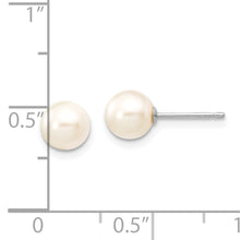 Load image into Gallery viewer, 14K White Gold 6-7mm Round White Saltwater Akoya Cultured Pearl Earrings
