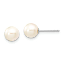 Load image into Gallery viewer, 14K White Gold 6-7mm Round White Saltwater Akoya Cultured Pearl Earrings
