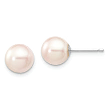 Load image into Gallery viewer, 14K White Gold 7-8mm Round White Saltwater Akoya Cultured Pearl Earrings
